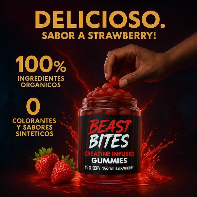 |Gomitas de Creatina Monohidratada de 5gr|Beast Bites™ Strawberry
