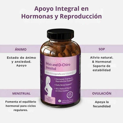 Myo-Inositol y D-Chiro Inositol™ con Vitamina D3 y Ashwagandha, 120 Capsulas